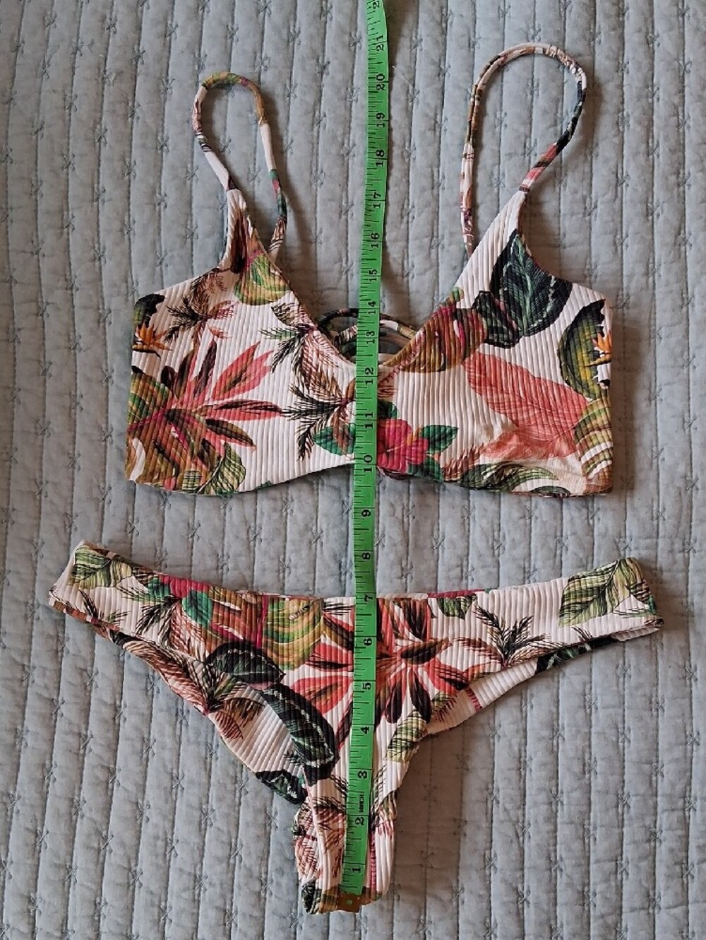 Boys + Arrows Tropical Floral Bikini in Cream, Coral and Green - Picture 7 of 11
